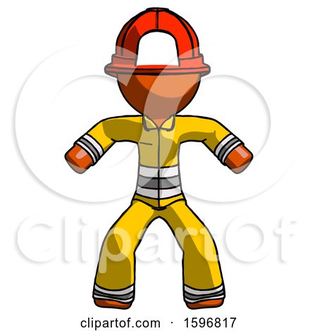 Orange Firefighter Fireman Male Sumo Wrestling Power Pose by Leo Blanchette