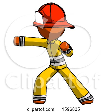 Orange Firefighter Fireman Man Martial Arts Punch Left by Leo Blanchette