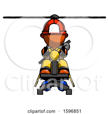 Orange Firefighter Fireman Man Flying in Gyrocopter Front View by Leo Blanchette