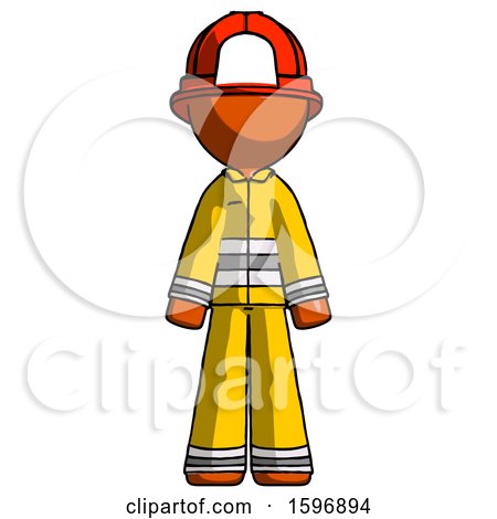 Orange Firefighter Fireman Man Standing Facing Forward by Leo Blanchette