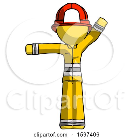 Yellow Firefighter Fireman Man Directing Traffic Left by Leo Blanchette