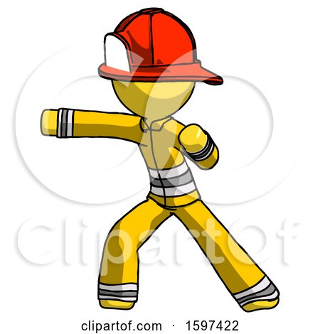 Yellow Firefighter Fireman Man Martial Arts Punch Left by Leo Blanchette