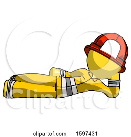 Yellow Firefighter Fireman Man Reclined on Side by Leo Blanchette