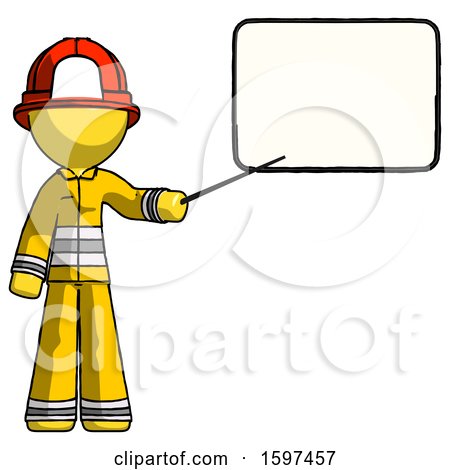 Yellow Firefighter Fireman Man Giving Presentation in Front of Dry-erase Board by Leo Blanchette
