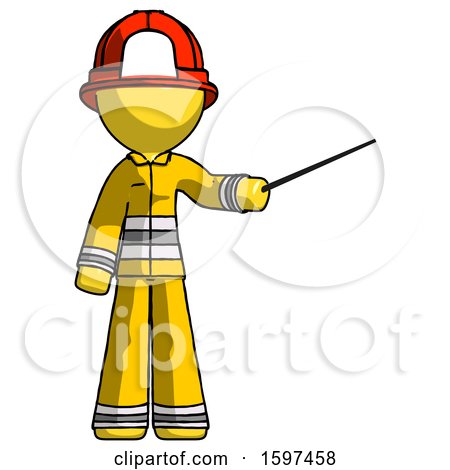 Yellow Firefighter Fireman Man Teacher or Conductor with Stick or Baton Directing by Leo Blanchette