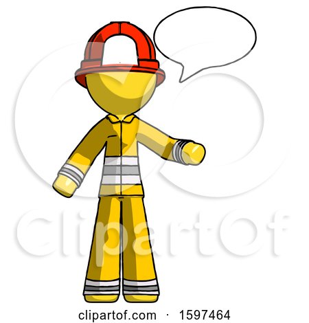 Yellow Firefighter Fireman Man with Word Bubble Talking Chat Icon by Leo Blanchette