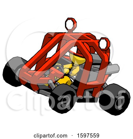 Yellow Firefighter Fireman Man Riding Sports Buggy Side Top Angle View by Leo Blanchette