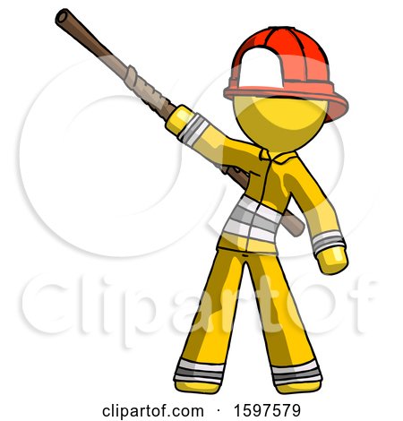 Yellow Firefighter Fireman Man Bo Staff Pointing up Pose by Leo Blanchette