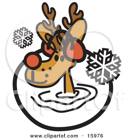 Cute Reindeer Wearing Earmuffs In The Snow Clipart Illustration by Andy Nortnik