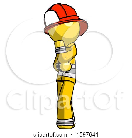 Yellow Firefighter Fireman Man Thinking, Wondering, or Pondering by Leo Blanchette