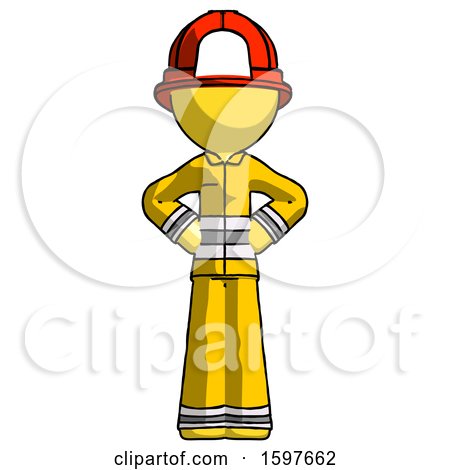 Yellow Firefighter Fireman Man Hands on Hips by Leo Blanchette