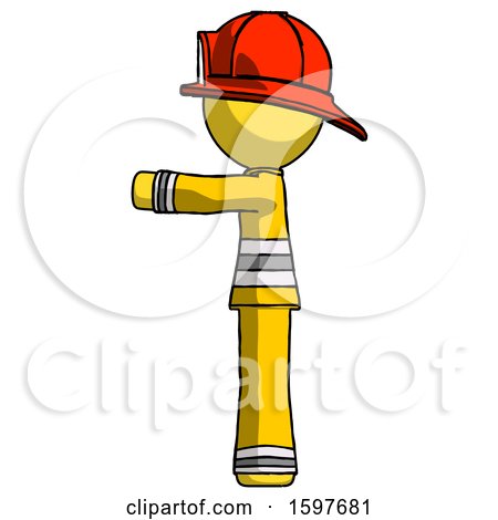Yellow Firefighter Fireman Man Pointing Left by Leo Blanchette