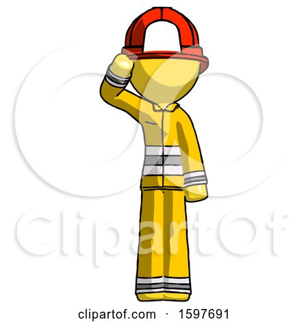 Yellow Firefighter Fireman Man Soldier Salute Pose by Leo Blanchette