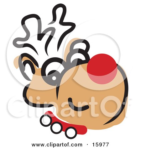 Rudolph, The Red Nosed Reindeer, Smiling Clipart Illustration by Andy Nortnik