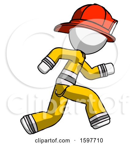White Firefighter Fireman Man Running Fast Right by Leo Blanchette