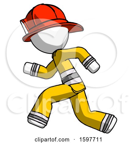 White Firefighter Fireman Man Running Fast Left by Leo Blanchette
