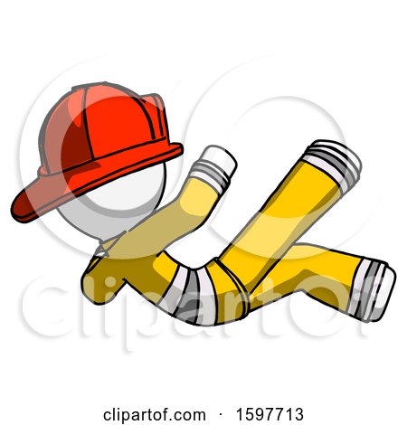 White Firefighter Fireman Man Falling Backwards by Leo Blanchette