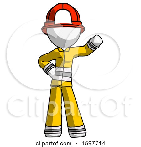 White Firefighter Fireman Man Waving Left Arm with Hand on Hip by Leo Blanchette