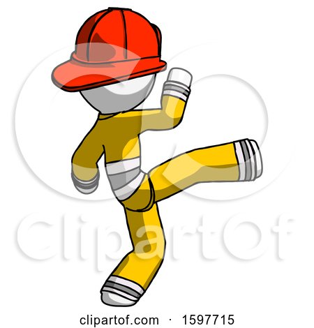 White Firefighter Fireman Man Kick Pose by Leo Blanchette