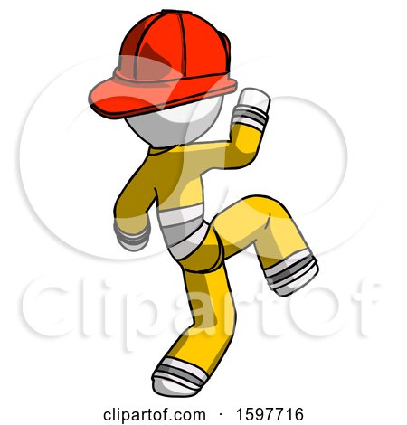 White Firefighter Fireman Man Kick Pose Start by Leo Blanchette