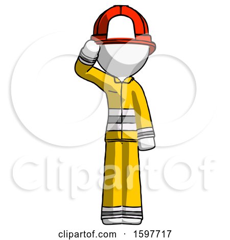 White Firefighter Fireman Man Soldier Salute Pose by Leo Blanchette