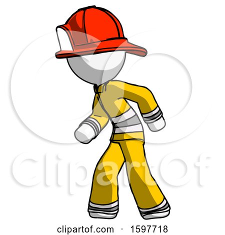 White Firefighter Fireman Man Suspense Action Pose Facing Left by Leo Blanchette