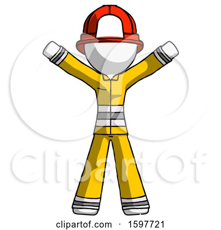 White Firefighter Fireman Man Surprise Pose, Arms and Legs out by Leo Blanchette