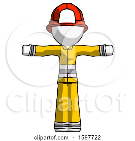 White Firefighter Fireman Man T-Pose Arms up Standing by Leo Blanchette
