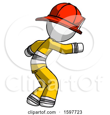 White Firefighter Fireman Man Sneaking While Reaching for Something by Leo Blanchette