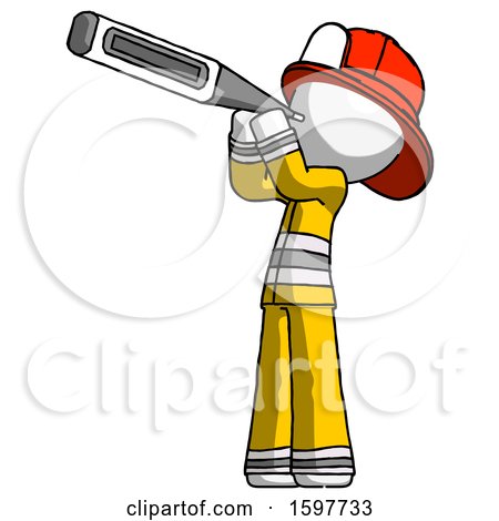 White Firefighter Fireman Man Thermometer in Mouth by Leo Blanchette