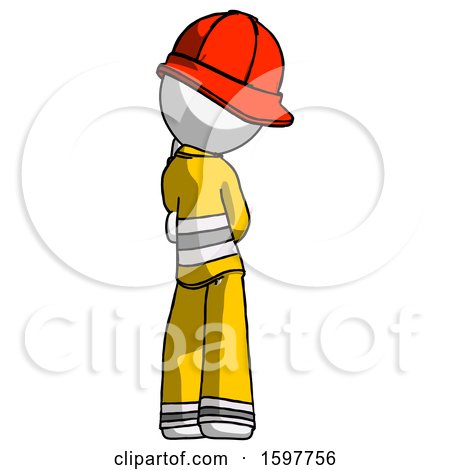 White Firefighter Fireman Man Thinking, Wondering, or Pondering Rear View by Leo Blanchette