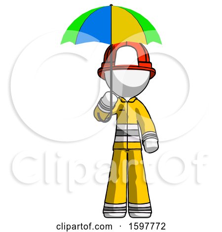 White Firefighter Fireman Man Holding Umbrella Rainbow Colored by Leo Blanchette