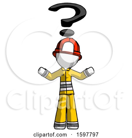 White Firefighter Fireman Man with Question Mark Above Head, Confused by Leo Blanchette