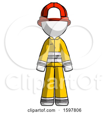 White Firefighter Fireman Man Standing Facing Forward by Leo Blanchette