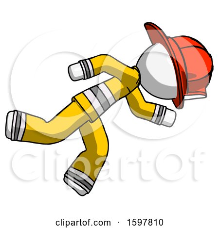 White Firefighter Fireman Man Running While Falling down by Leo Blanchette