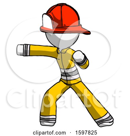 White Firefighter Fireman Man Martial Arts Punch Left by Leo Blanchette