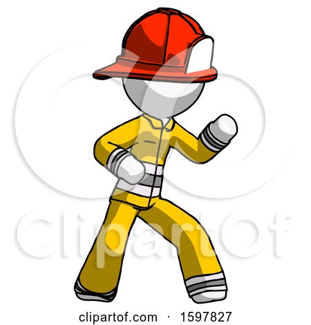 White Firefighter Fireman Man Martial Arts Defense Pose Right by Leo Blanchette