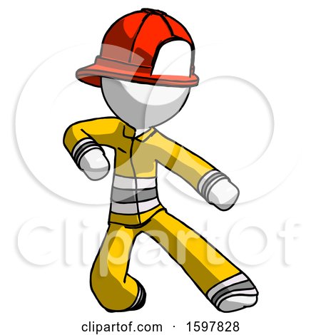 White Firefighter Fireman Man Karate Defense Pose Right by Leo Blanchette