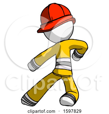 White Firefighter Fireman Man Karate Defense Pose Left by Leo Blanchette