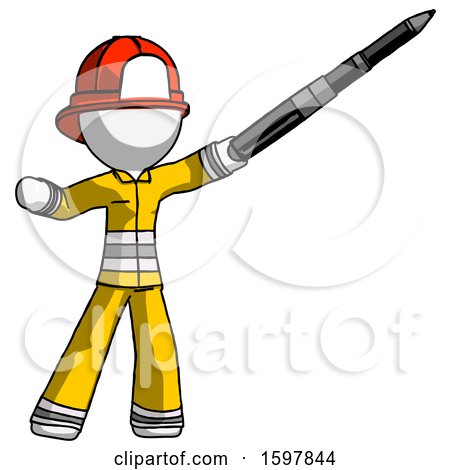 White Firefighter Fireman Man Demonstrating That Indeed the Pen Is Mightier by Leo Blanchette