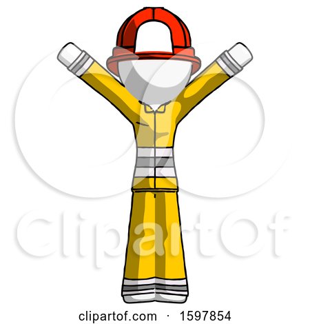 White Firefighter Fireman Man with Arms out Joyfully by Leo Blanchette