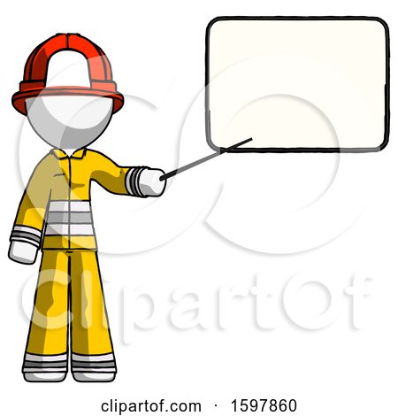 White Firefighter Fireman Man Giving Presentation in Front of Dry-erase Board by Leo Blanchette