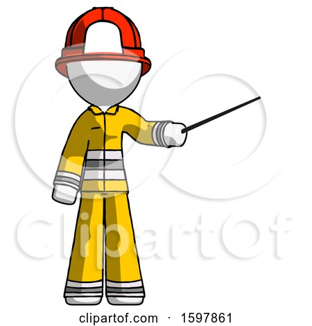 White Firefighter Fireman Man Teacher or Conductor with Stick or Baton Directing by Leo Blanchette