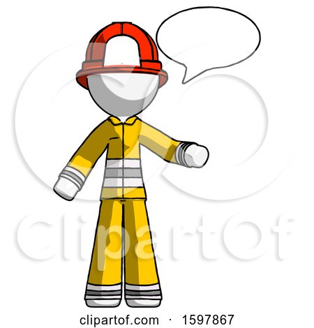White Firefighter Fireman Man with Word Bubble Talking Chat Icon by Leo Blanchette