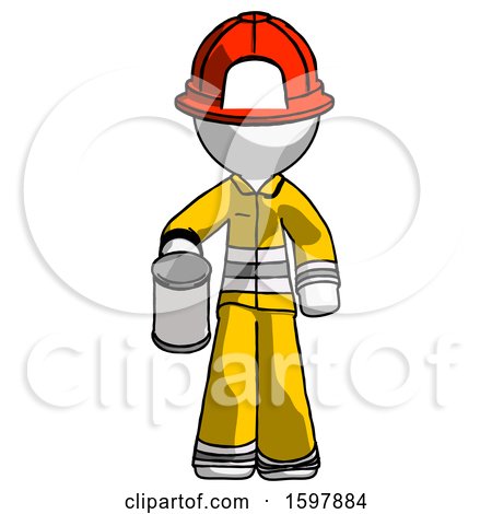 White Firefighter Fireman Man Begger Holding Can Begging or Asking for Charity by Leo Blanchette