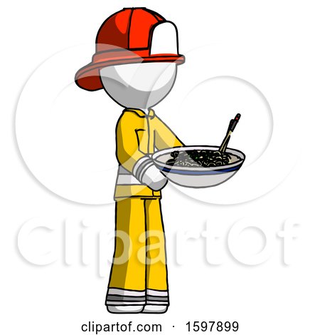 White Firefighter Fireman Man Holding Noodles Offering to Viewer by Leo Blanchette