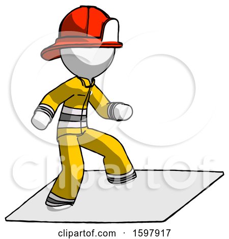 White Firefighter Fireman Man on Postage Envelope Surfing by Leo Blanchette