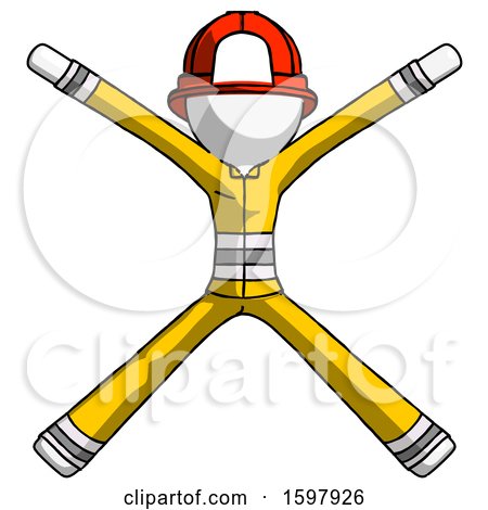 White Firefighter Fireman Man with Arms and Legs Stretched out by Leo Blanchette