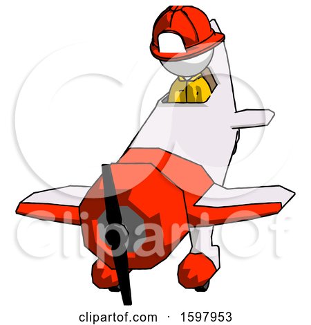 White Firefighter Fireman Man in Geebee Stunt Plane Descending Front Angle View by Leo Blanchette