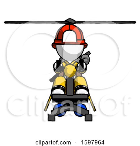 White Firefighter Fireman Man Flying in Gyrocopter Front View by Leo Blanchette